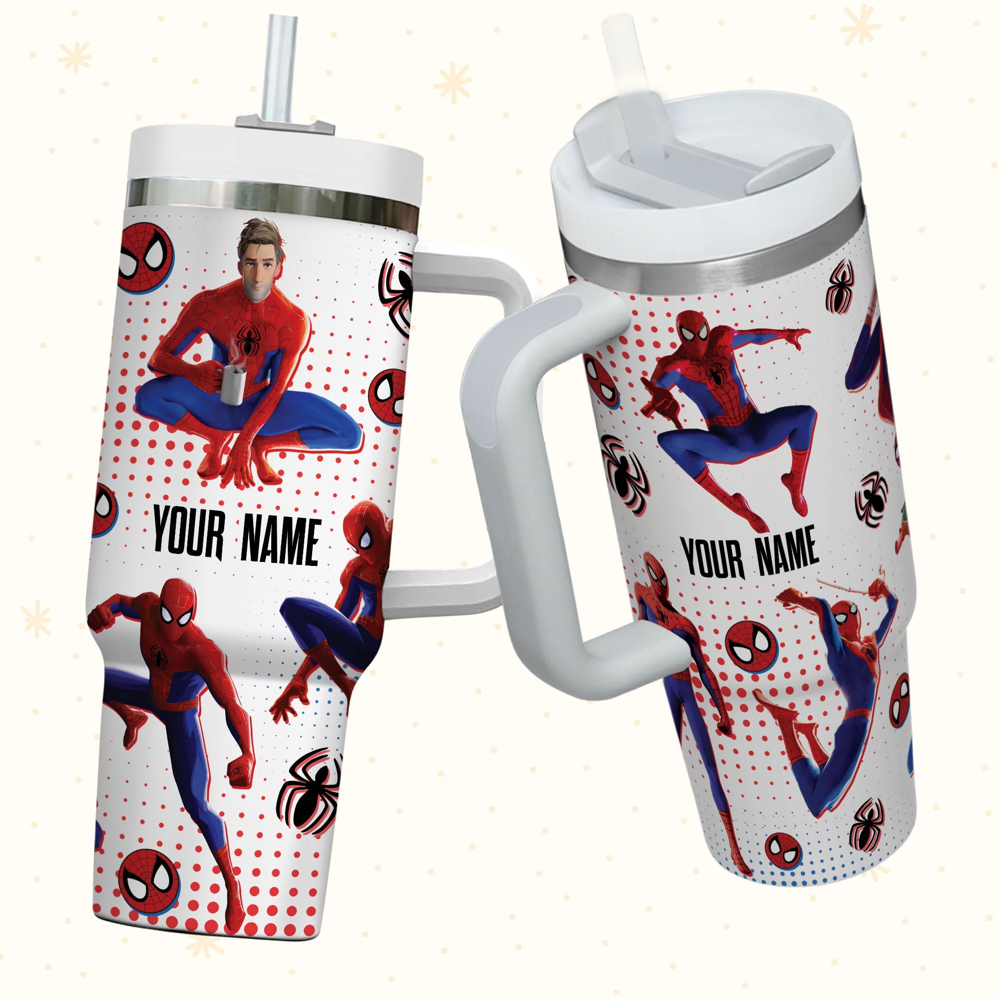 Peter Parker Spiderman Marvel Cartoon Custom Stanley Cup 40 oz 30 oz Tumbler With Handle