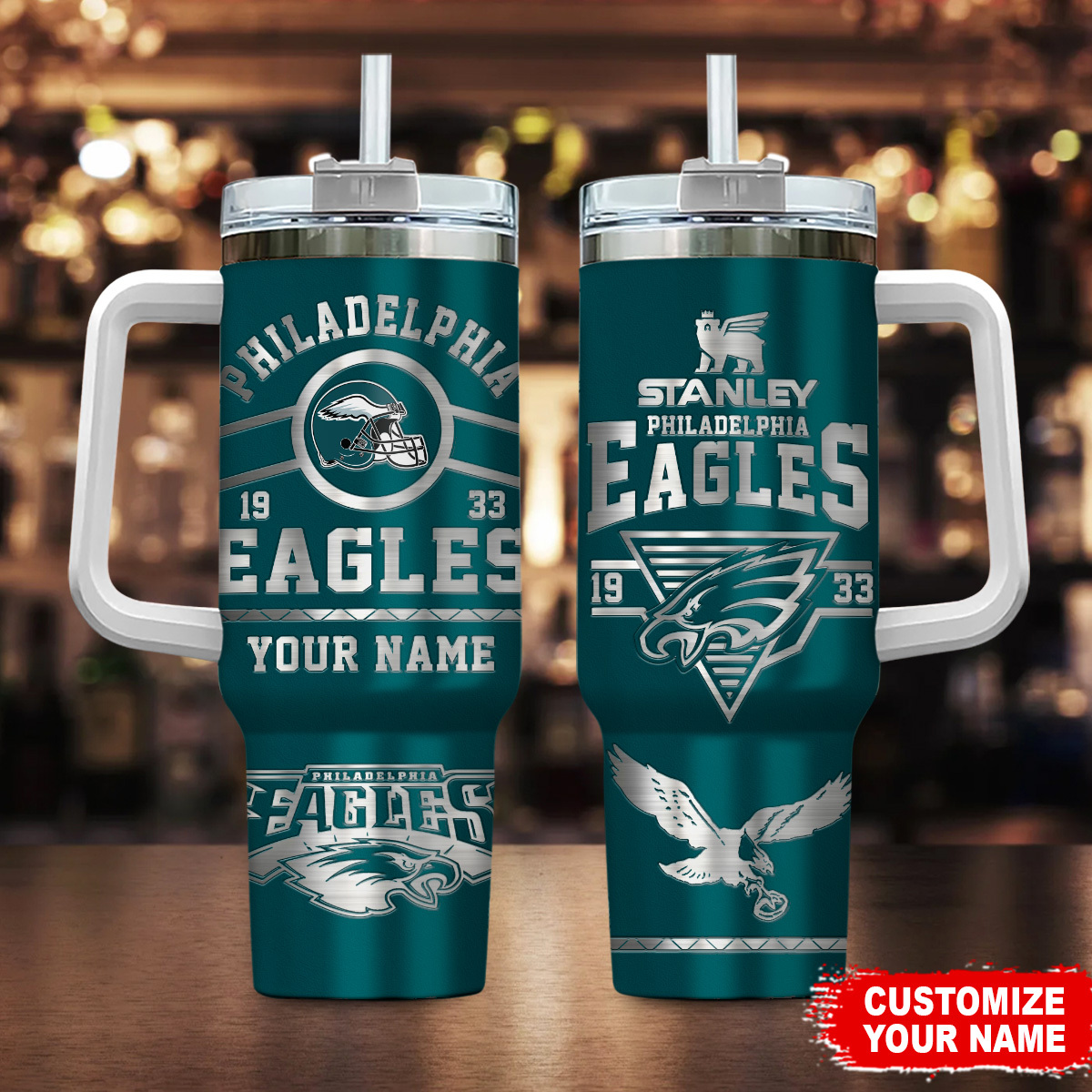 Philadelphia Eagles NFL Custom Stanley Cup 40 oz 30 oz Tumbler With Handle