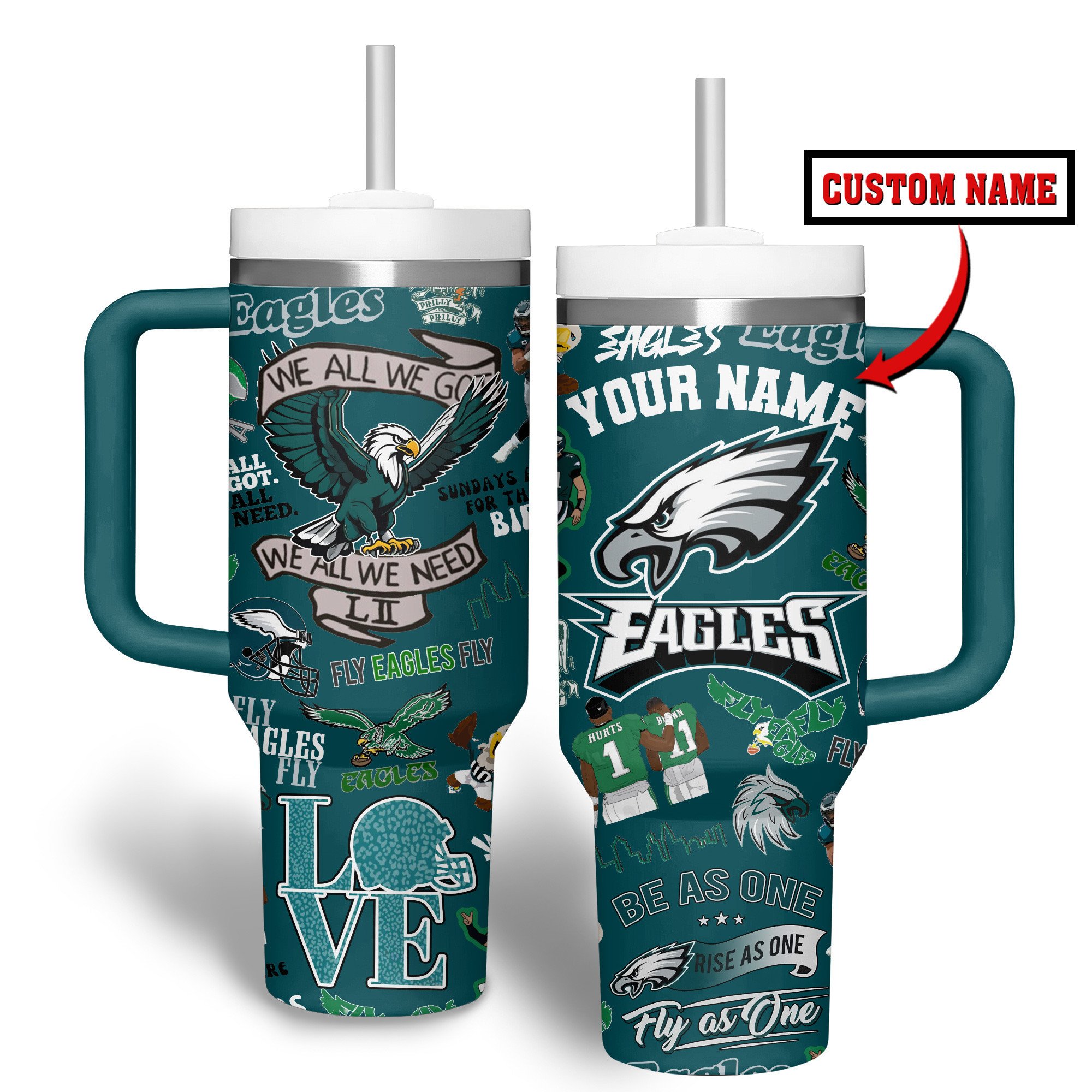 Philadelphia Eagles NFL Custom Stanley Cup 40 oz 30 oz Tumbler With Handle