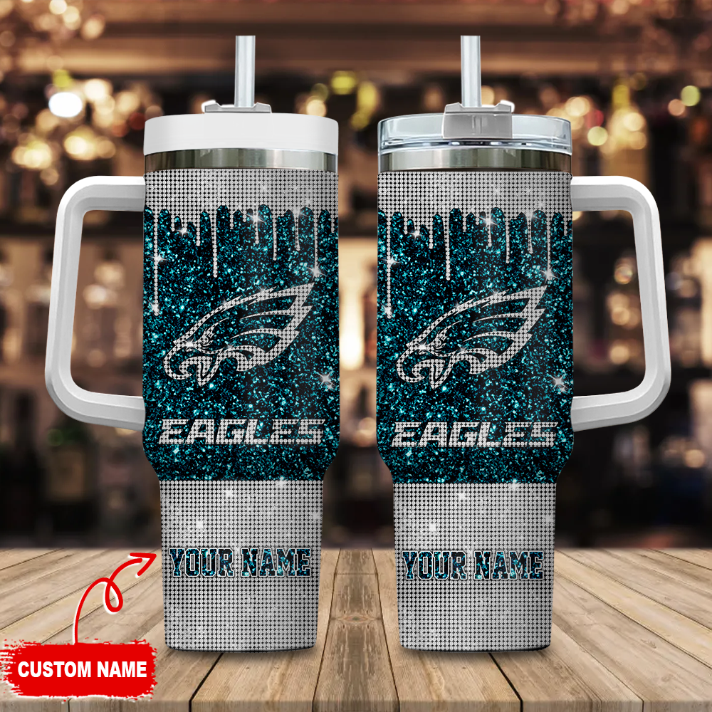 Philadelphia Eagles NFL Glitter Custom Stanley Cup 40 oz 30 oz Tumbler With Handle