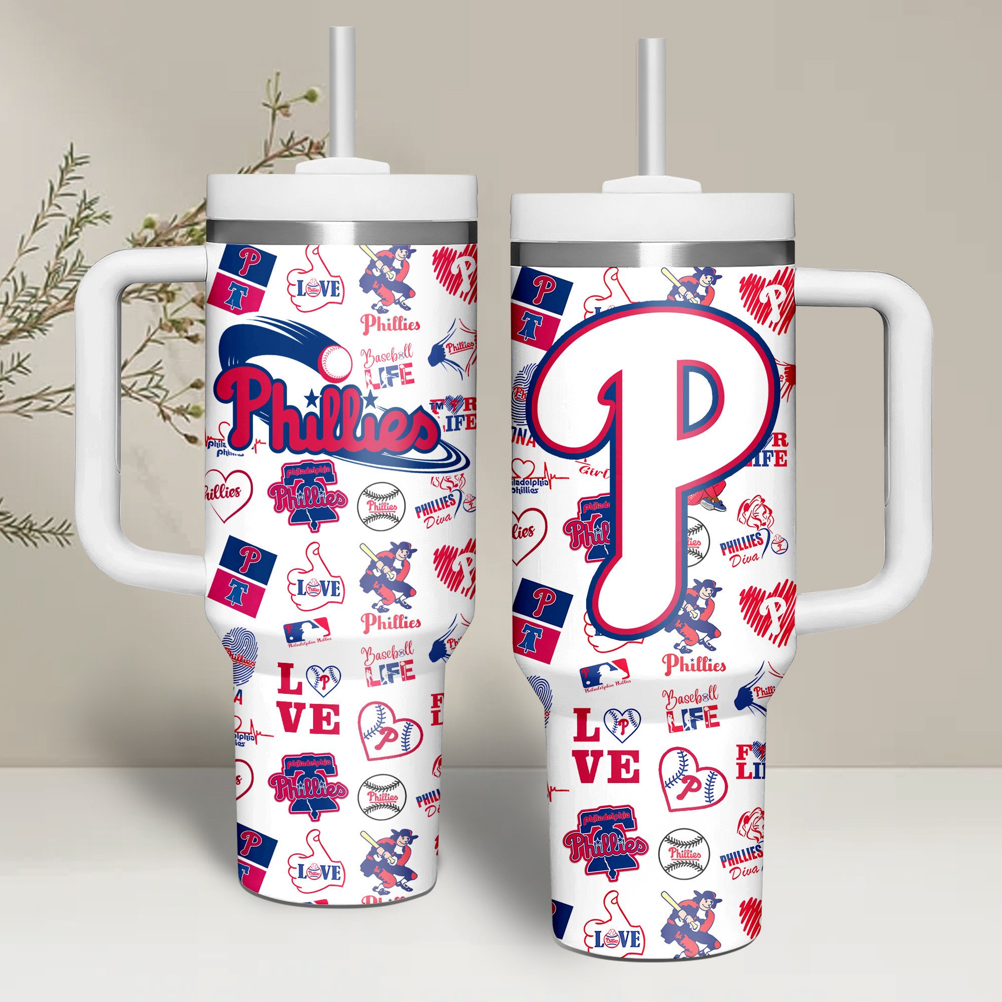 Philadelphia Phillies MLB Custom Stanley Cup 40 oz 30 oz Tumbler With Handle