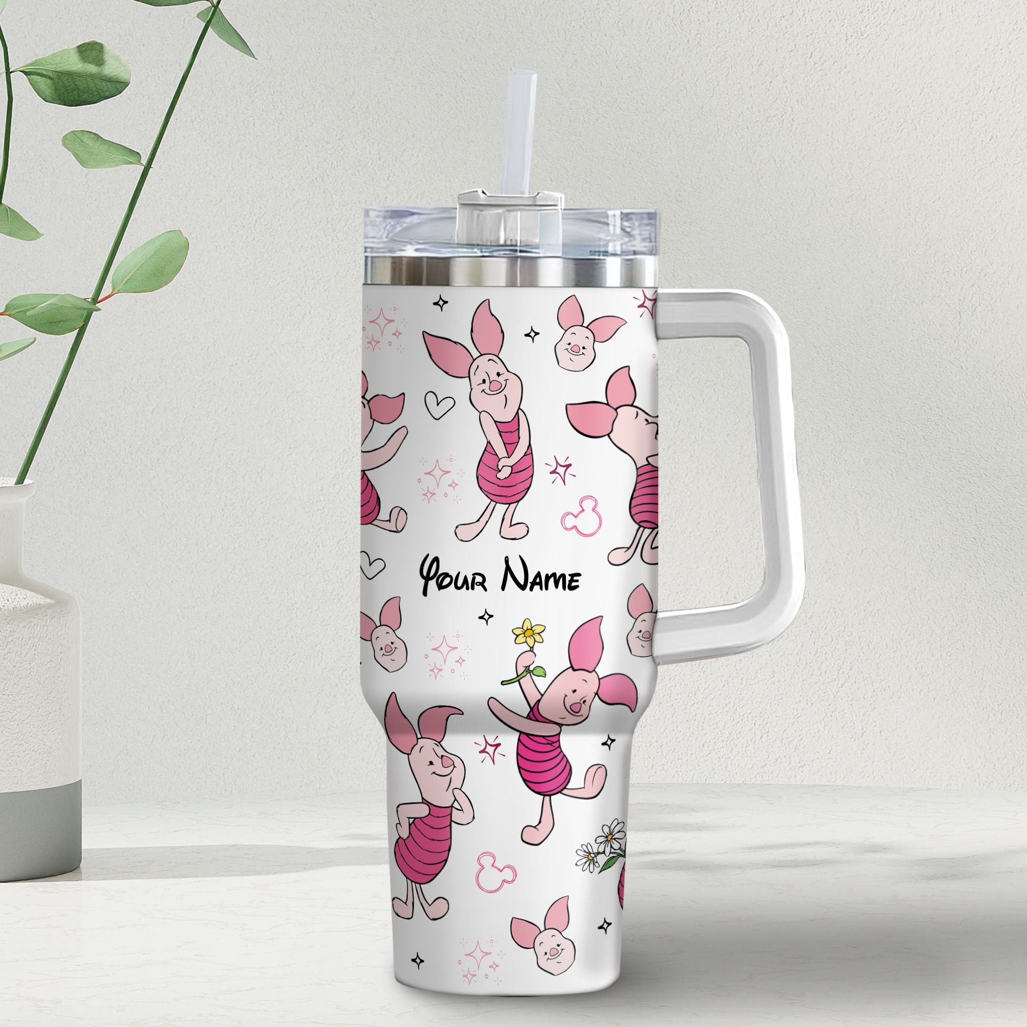 Piglet Winnie The Pooh Disney Cartoon Custom Stanley Cup 40 oz 30 oz Tumbler With Handle