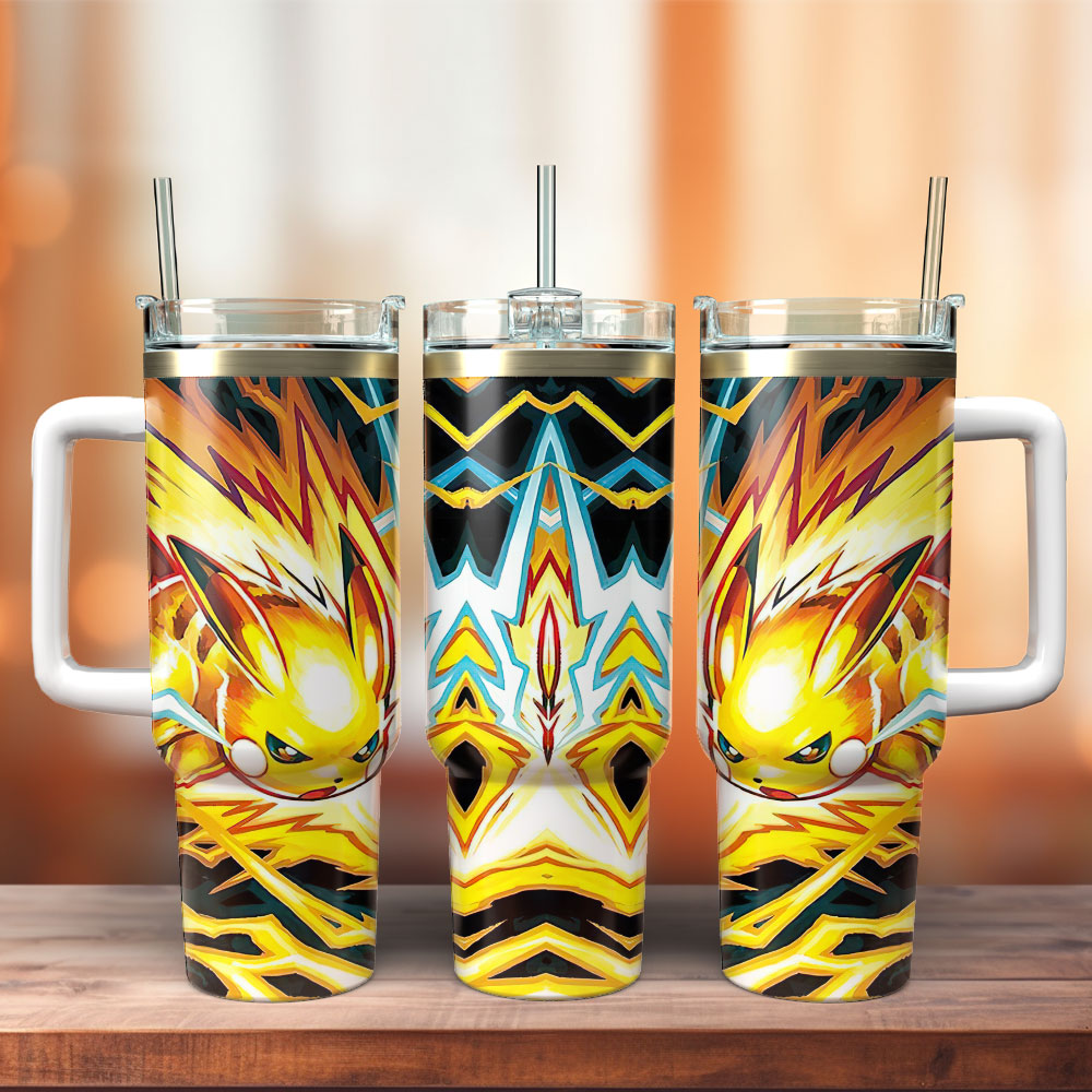 Pikachu Pokemon Cartoon Custom Stanley Cup 40 oz 30 oz Tumbler With Handle