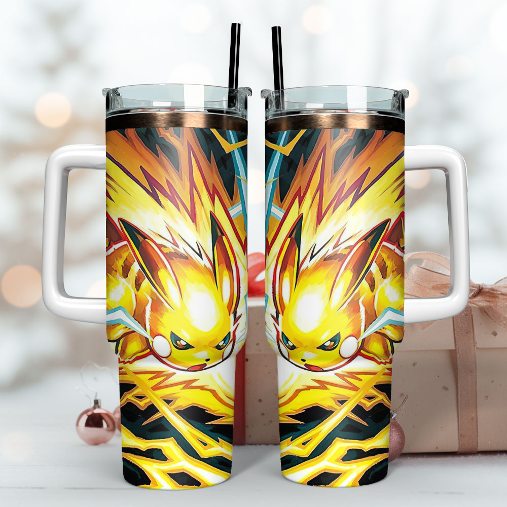Pikachu Pokemon Cartoon Custom Stanley Cup 40 oz 30 oz Tumbler With Handle