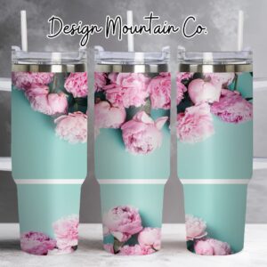 Pink Flowers Custom Stanley Cup 40 oz 30 oz Tumbler With Handle