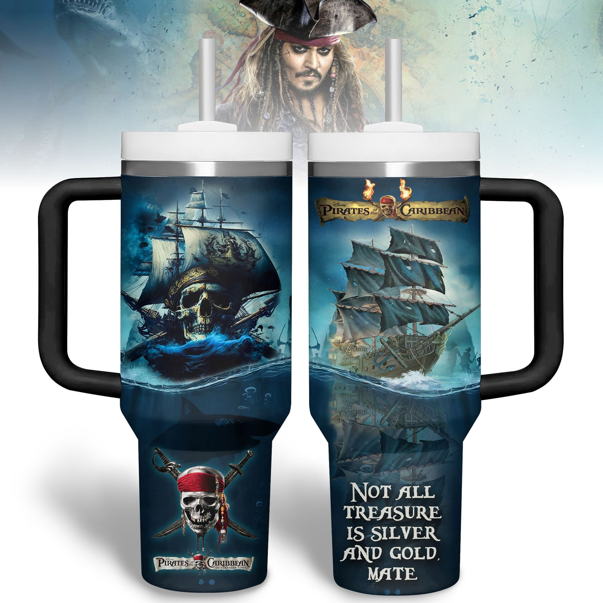 Pirates of the Caribbean Movies Custom Stanley Cup 40 oz 30 oz Tumbler With Handle