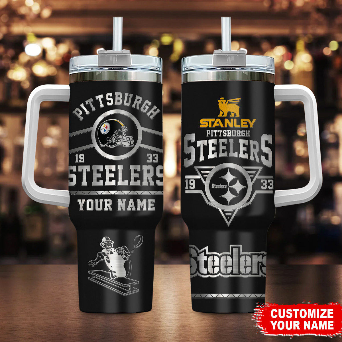 Pittsburgh Steelers NFL Custom Stanley Cup 40 oz 30 oz Tumbler With Handle