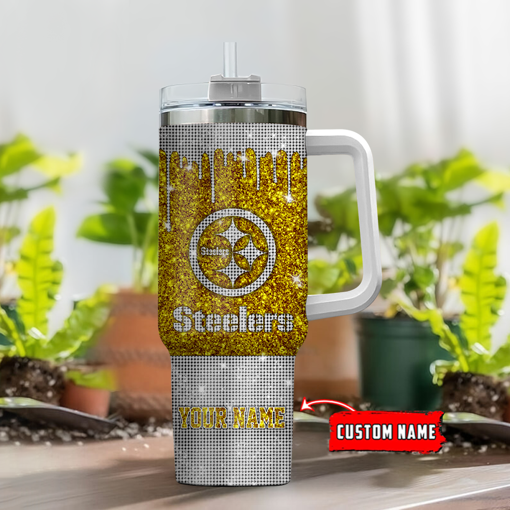 Pittsburgh Steelers NFL Glitter and Diamonds Bling Custom Stanley Cup 40 oz 30 oz Tumbler With Handle