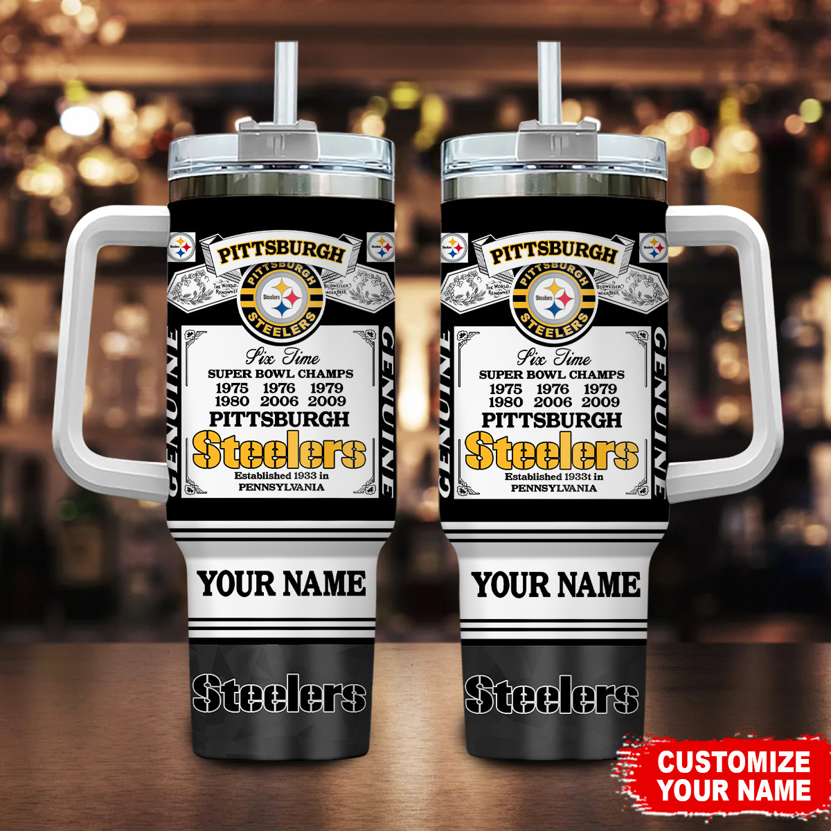 Pittsburgh Steelers NFL Super Bowl Champs Pride Custom Stanley Cup 40 oz 30 oz Tumbler With Handle