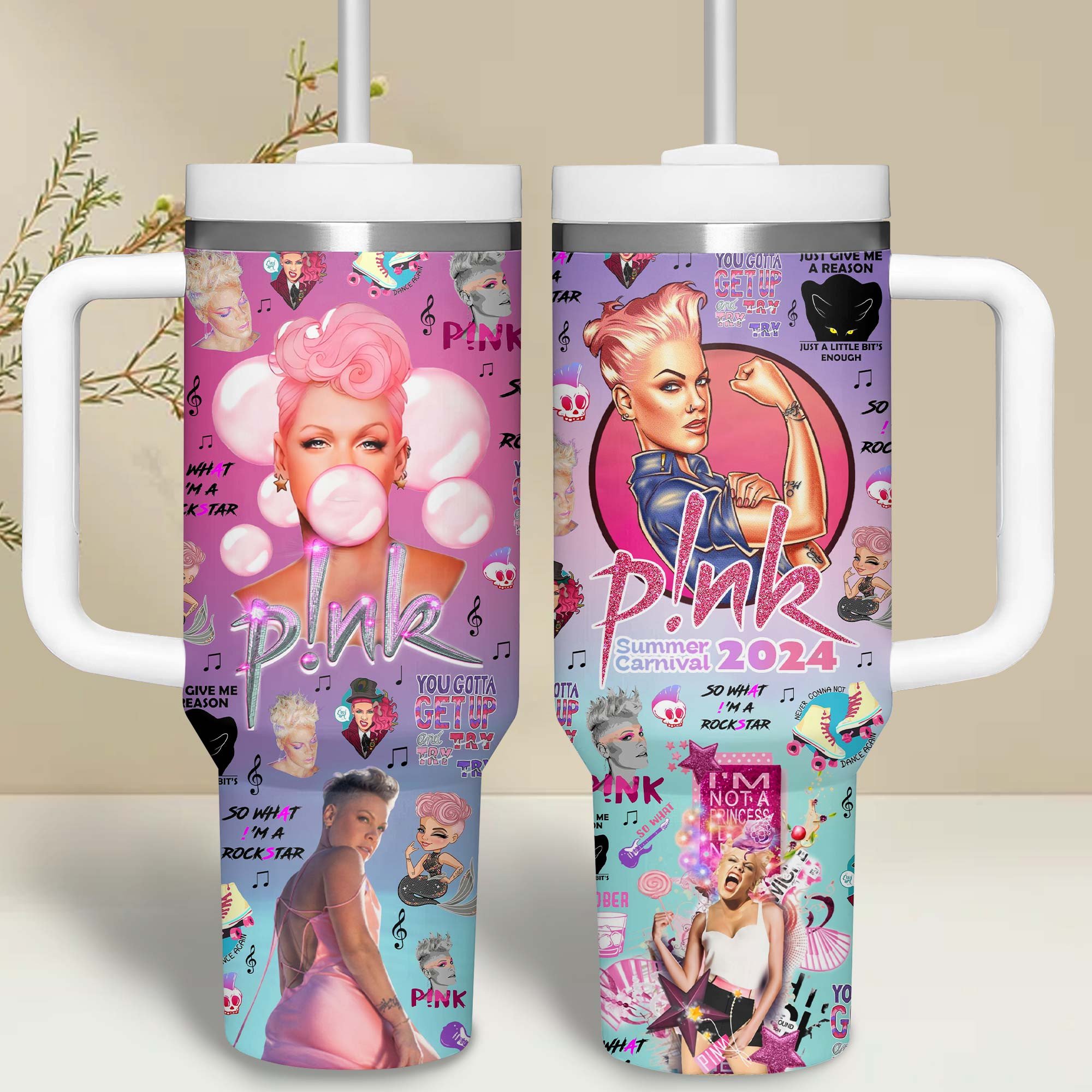 P!nk Music Custom Stanley Cup 40 oz 30 oz Tumbler With Handle