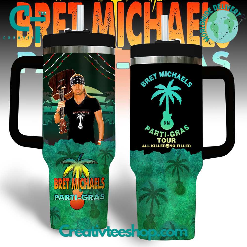 Poison Bret Michaels Parti Gras Music Custom Stanley Cup 40 oz 30 oz Tumbler With Handle