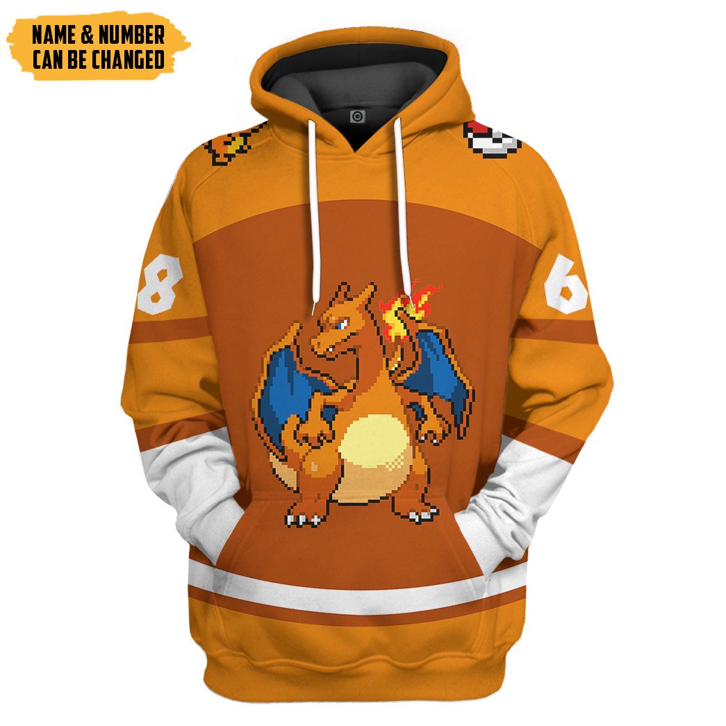 Pokemon Charizard Sport Custom Name Custom Number Costume Hoodie Sweatshirt T-Shirt Sweatpants Tracksuit - Stormmerch Exclusive