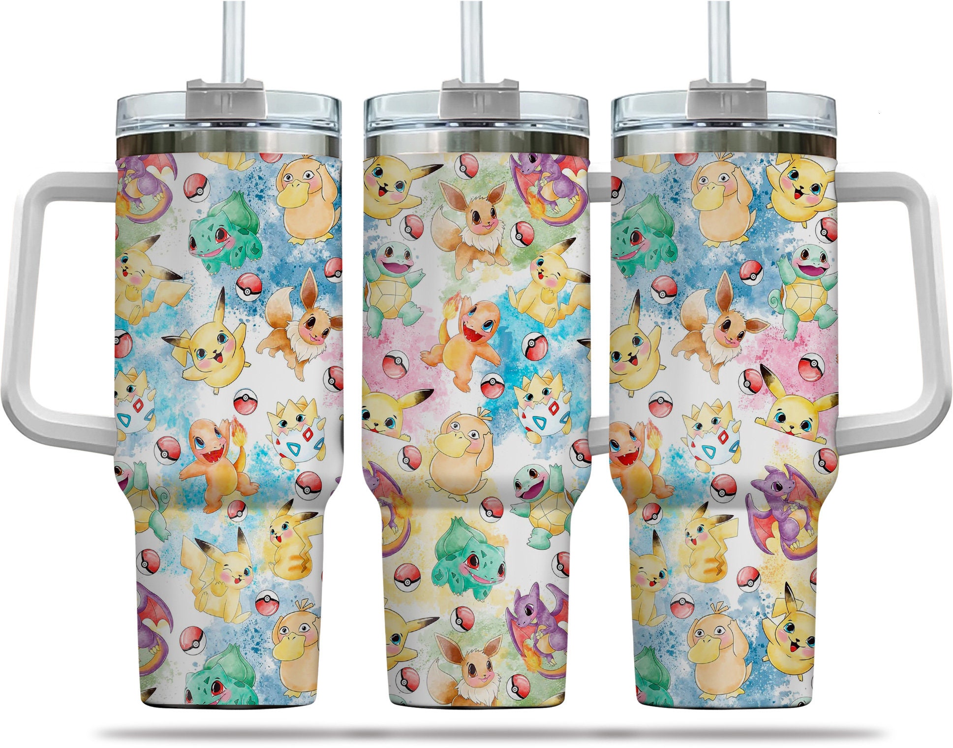 Pokemon Games Custom Stanley Cup 40 oz 30 oz Tumbler With Handle