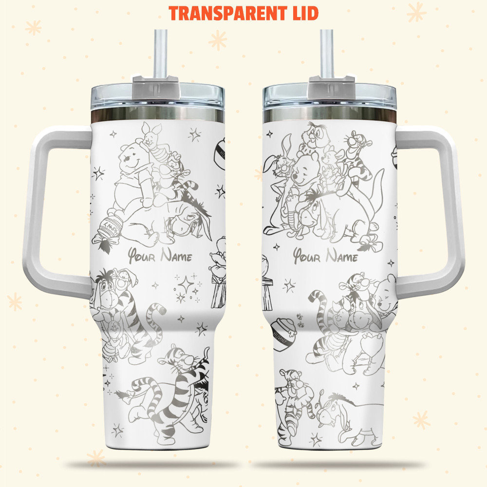 Pooh And Friends Disney Cartoon Custom Stanley Cup 40 oz 30 oz Tumbler With Handle