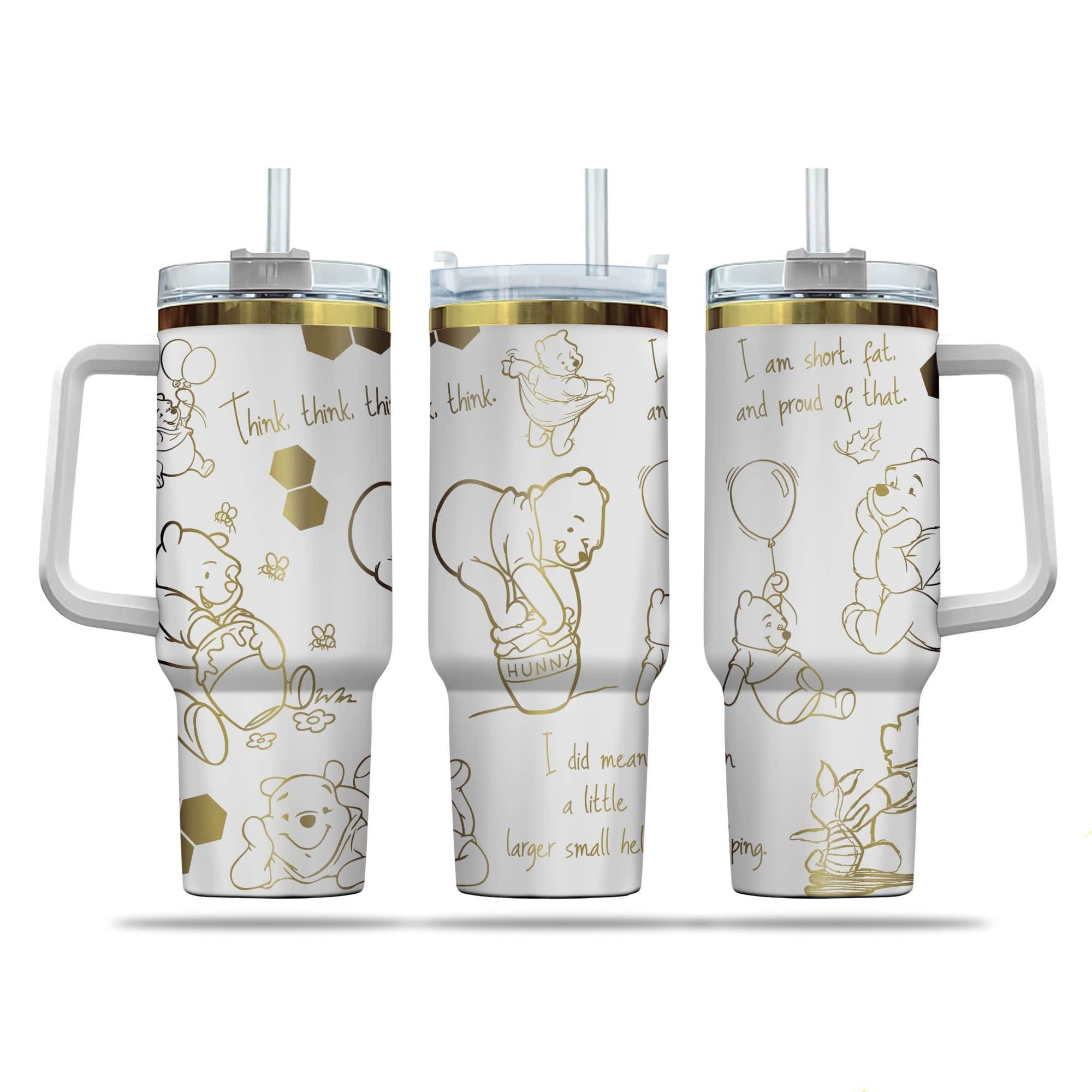 Pooh Cartoon Custom Stanley Cup 40 oz 30 oz Tumbler With Handle