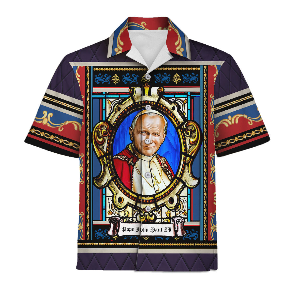 Pope John Paul II Stained Glass Hawaiian Shirt - Stormmerch Exclusive