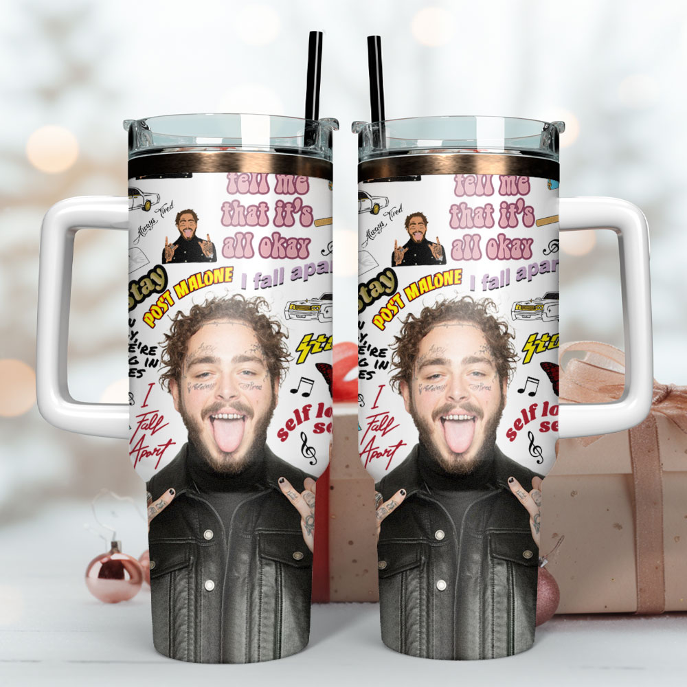 Post Malone Music Custom Stanley Cup 40 oz 30 oz Tumbler With Handle