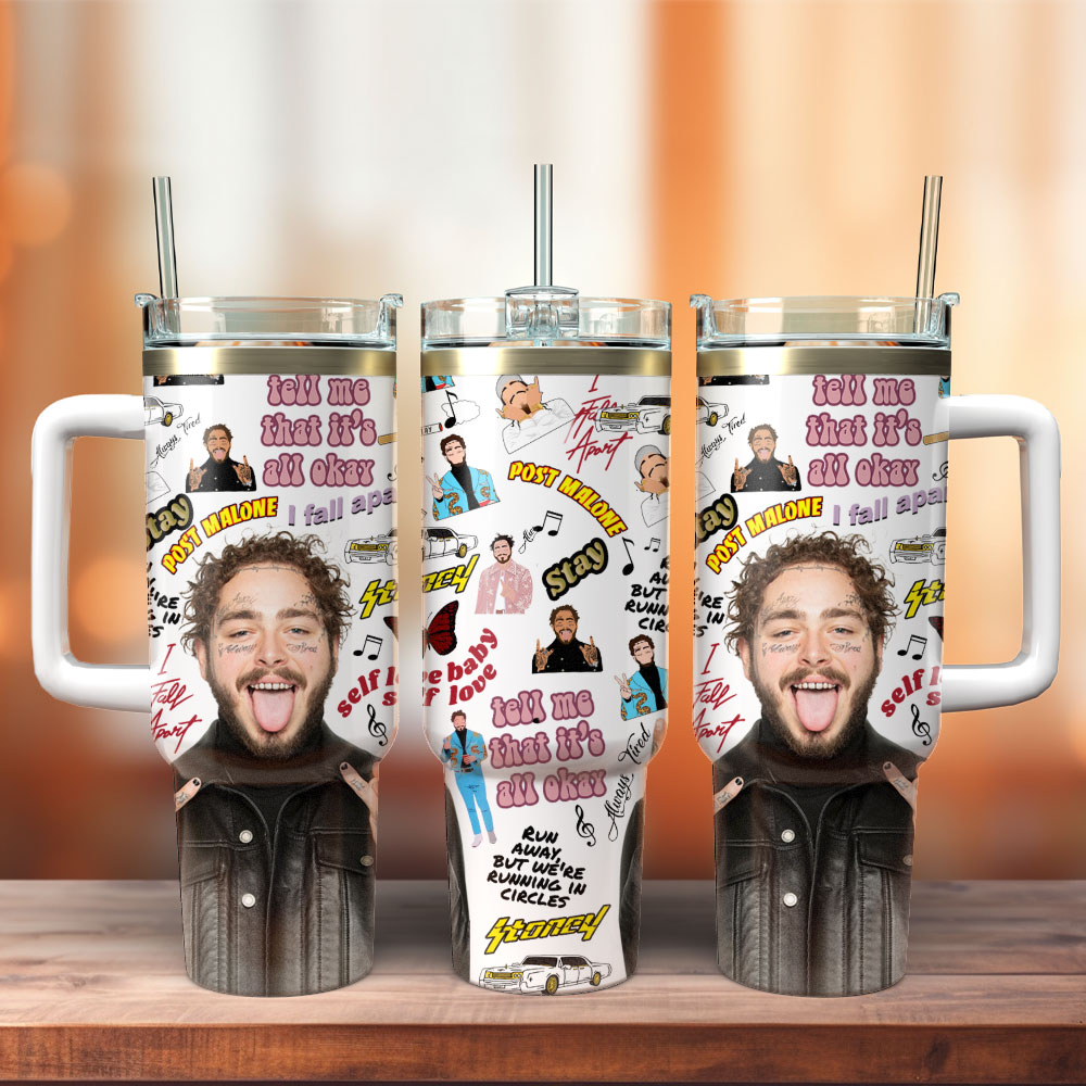 Post Malone Music Custom Stanley Cup 40 oz 30 oz Tumbler With Handle