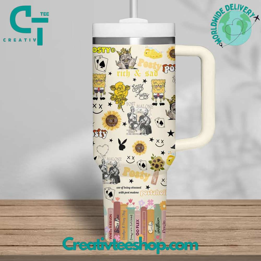 Post Malone Music Custom Stanley Cup 40 oz 30 oz Tumbler With Handle