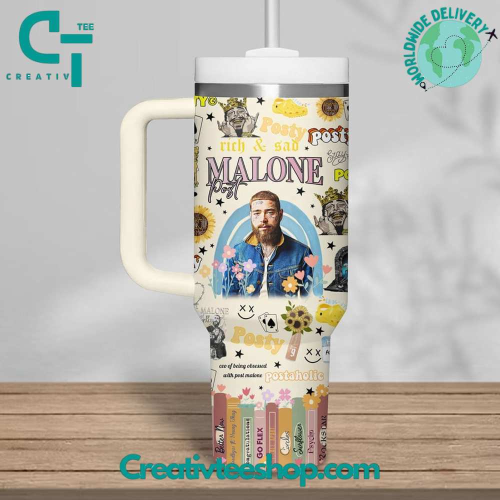 Post Malone Music Custom Stanley Cup 40 oz 30 oz Tumbler With Handle