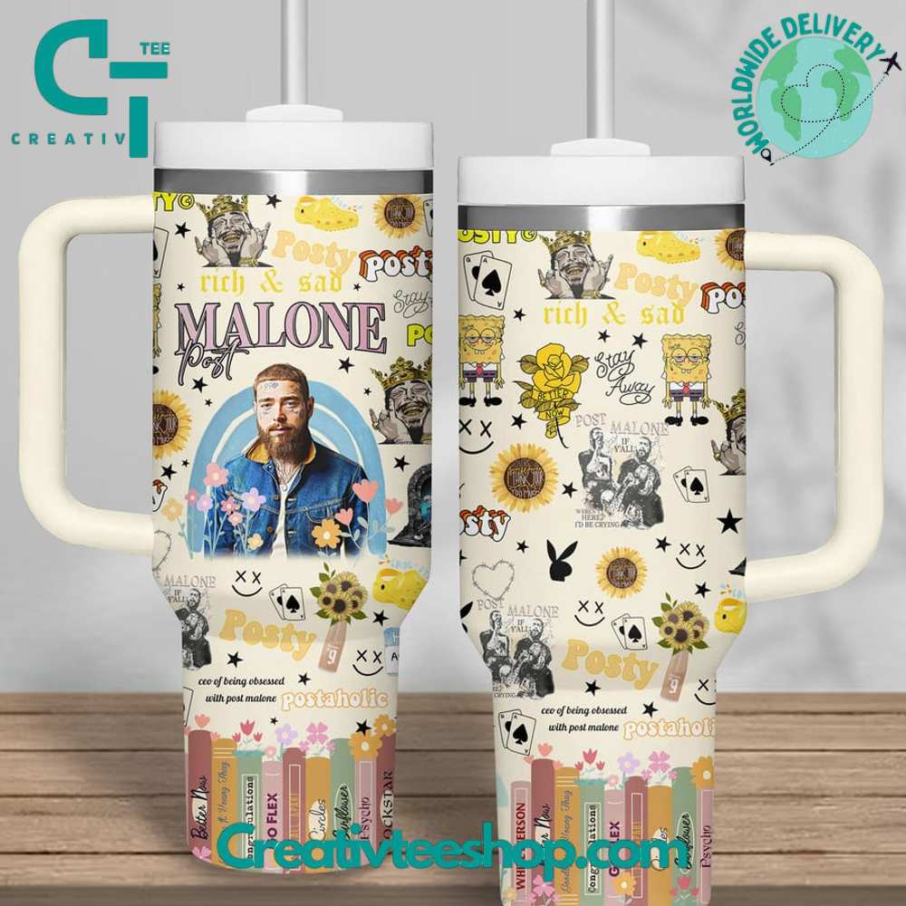 Post Malone Music Custom Stanley Cup 40 oz 30 oz Tumbler With Handle