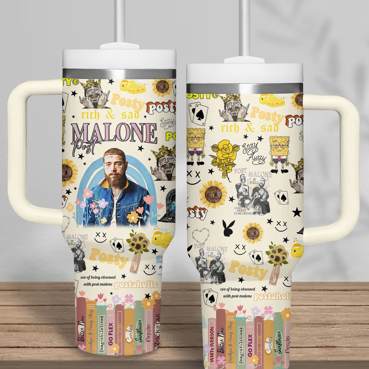 Post Malone Music Custom Stanley Cup 40 oz 30 oz Tumbler With Handle