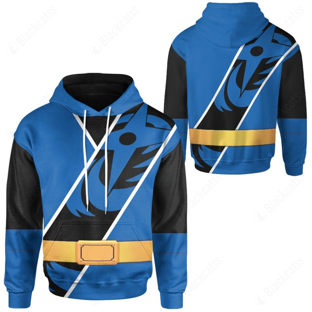 Power Ranger Ninja Steel Blue Ranger Costume Hoodie Sweatshirt T-Shirt Sweatpants Tracksuit - Stormmerch Exclusive