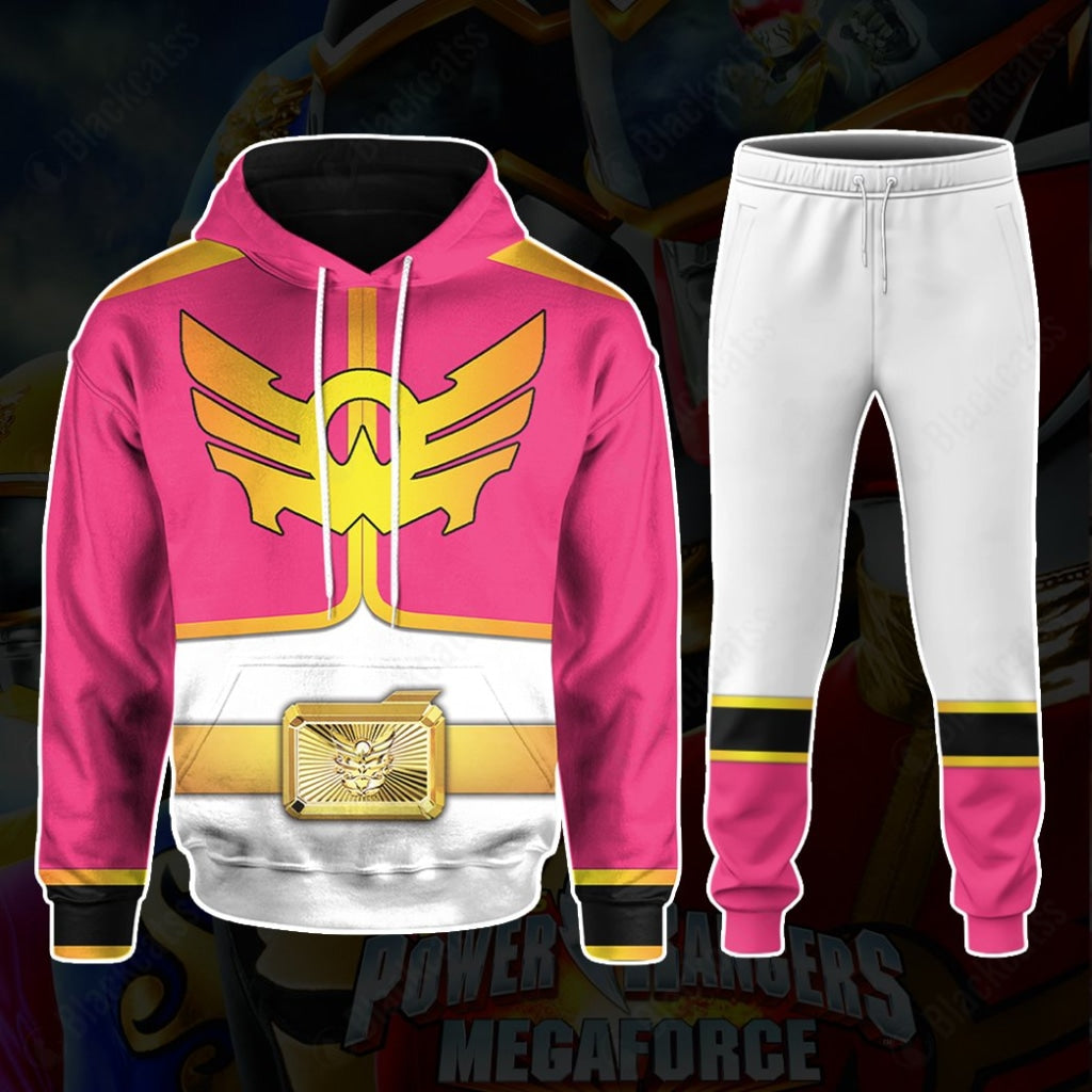 Power Rangers Megaforce Pink Ranger Costume Hoodie Sweatshirt T-Shirt Sweatpants Tracksuit - Stormmerch Exclusive