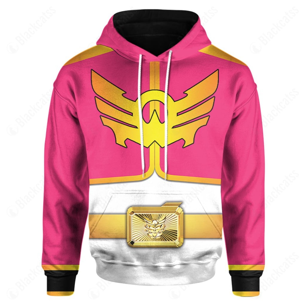 Power Rangers Megaforce Pink Ranger Costume Hoodie Sweatshirt T-Shirt Sweatpants Tracksuit - Stormmerch Exclusive