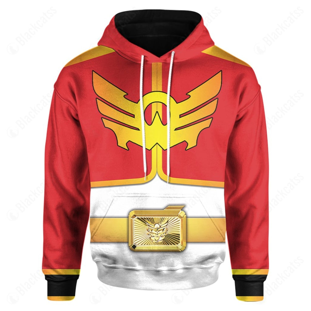 Power Rangers Megaforce Red Ranger Costume Hoodie Sweatshirt T-Shirt Sweatpants Tracksuit - Stormmerch Exclusive