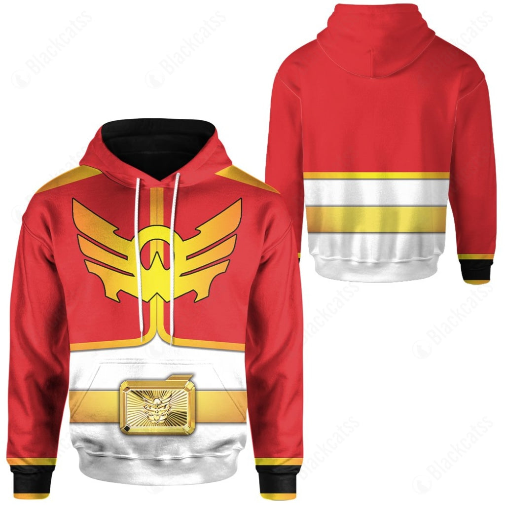 Power Rangers Megaforce Red Ranger Costume Hoodie Sweatshirt T-Shirt Sweatpants Tracksuit - Stormmerch Exclusive