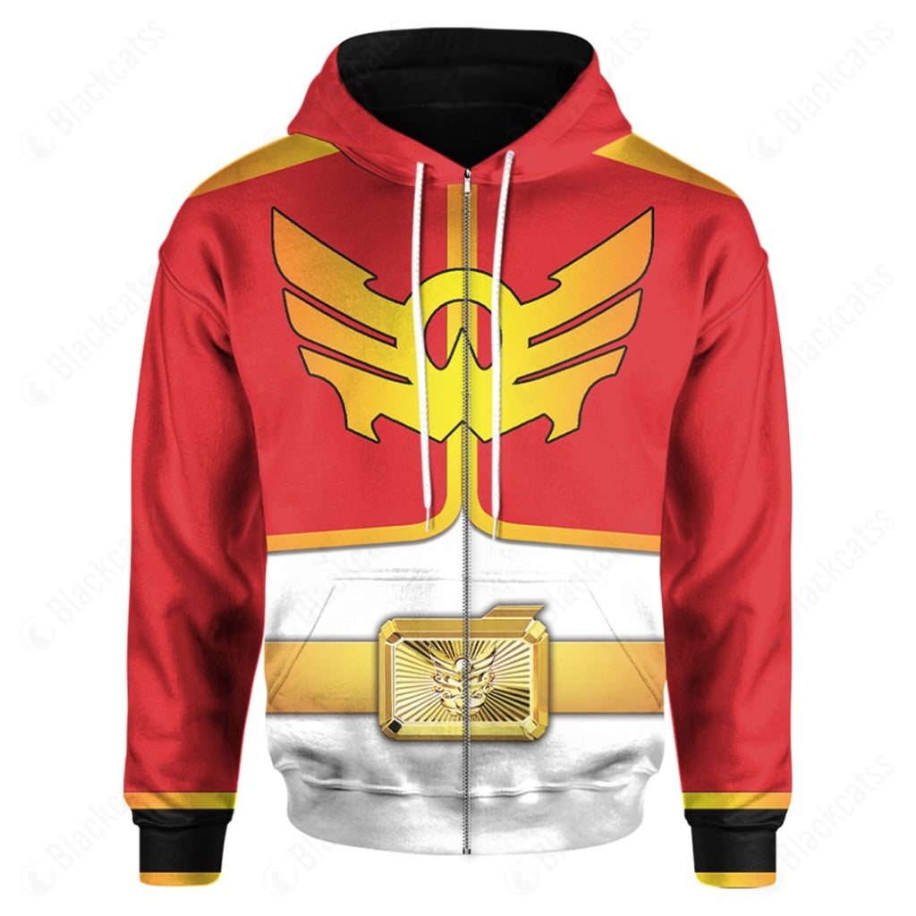 Power Rangers Megaforce Red Ranger Costume Hoodie Sweatshirt T-Shirt Sweatpants Tracksuit - Stormmerch Exclusive