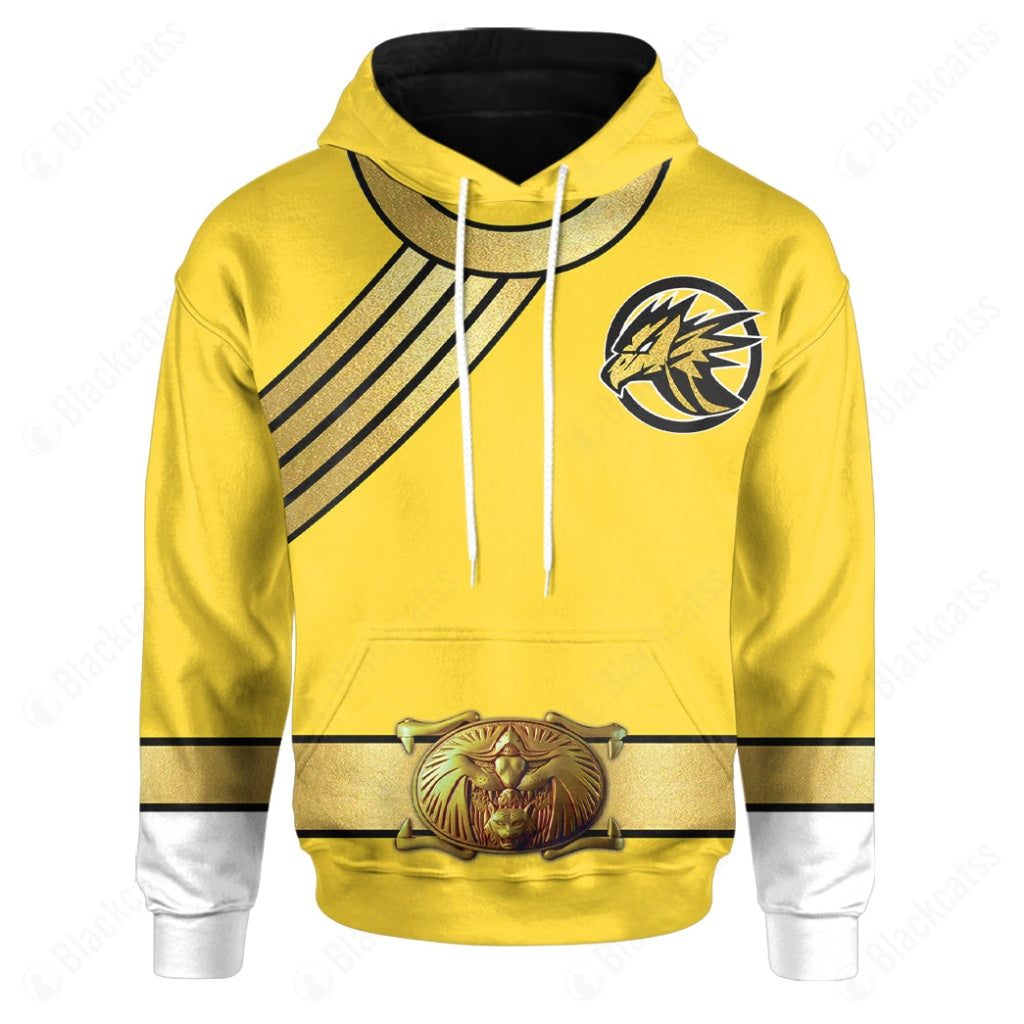 Power Rangers Wild Force Yellow Ranger Costume Hoodie Sweatshirt T-Shirt Sweatpants Tracksuit - Stormmerch Exclusive