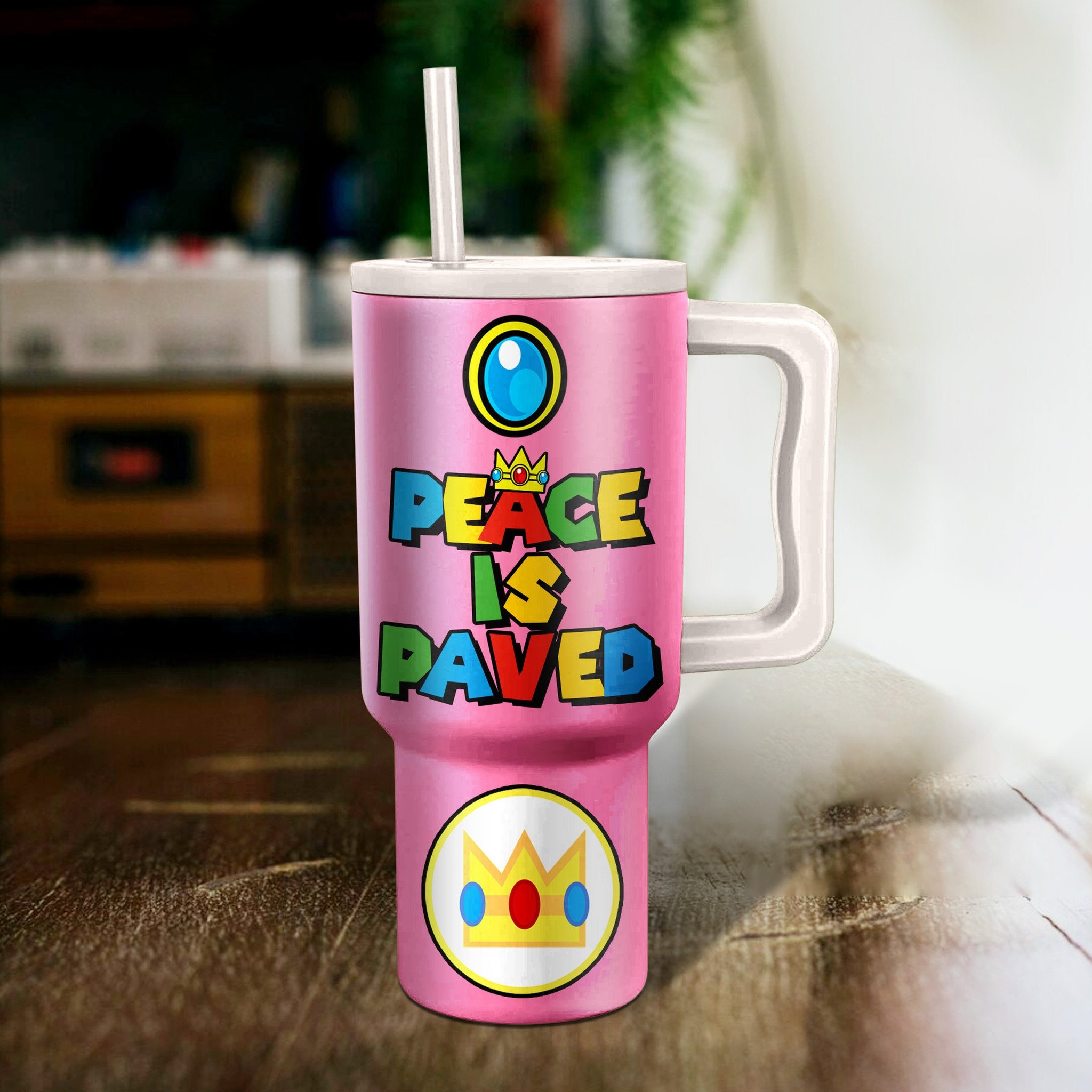 Princess Peach Super Mario Custom Stanley Cup 40 oz 30 oz Tumbler With Handle