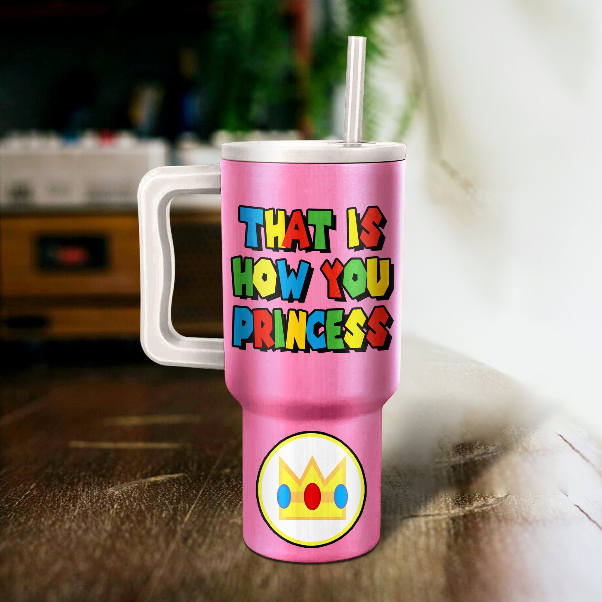Princess Peach Super Mario Custom Stanley Cup 40 oz 30 oz Tumbler With Handle