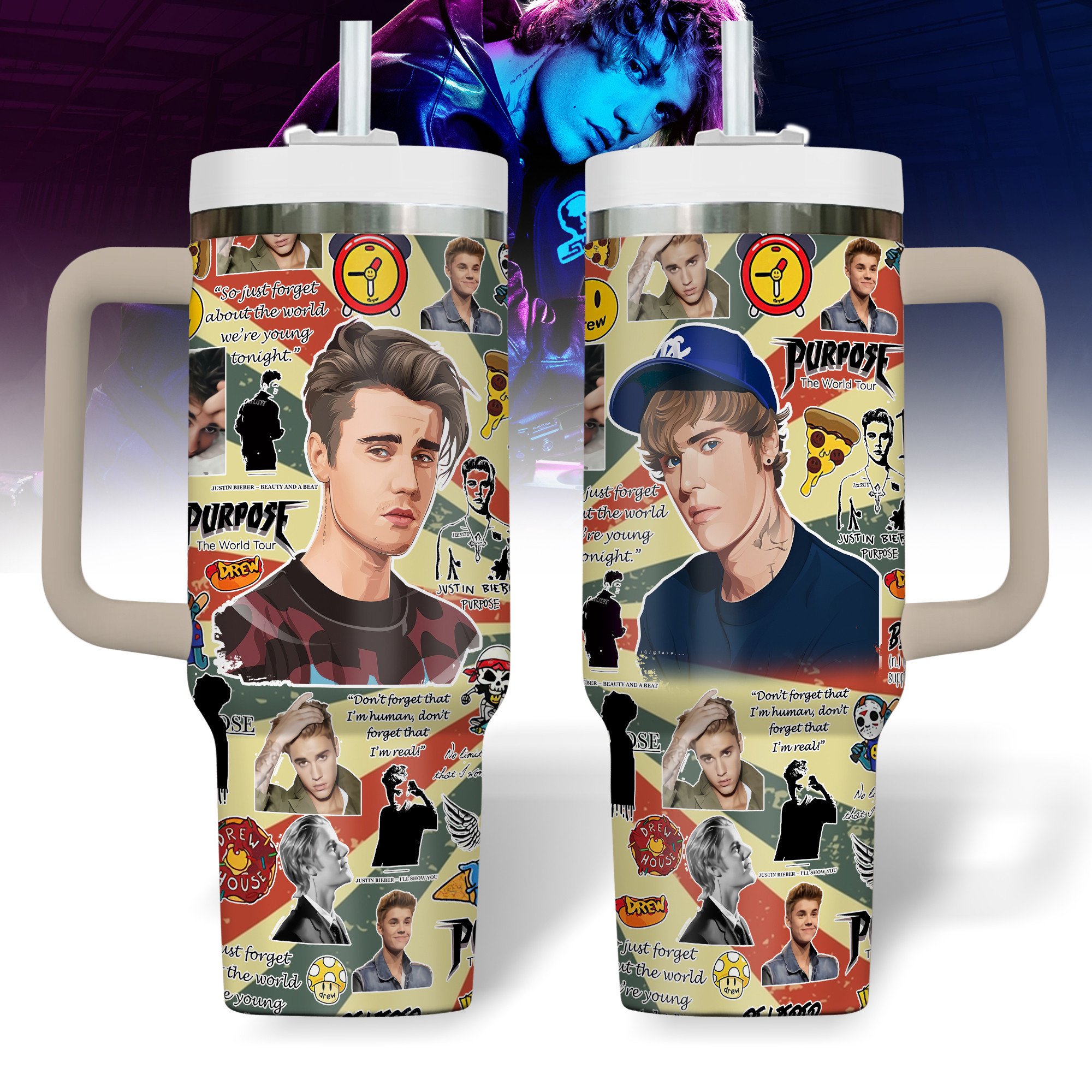 Purpose by Justin Bieber Music Custom Stanley Cup 40 oz 30 oz Tumbler With Handle