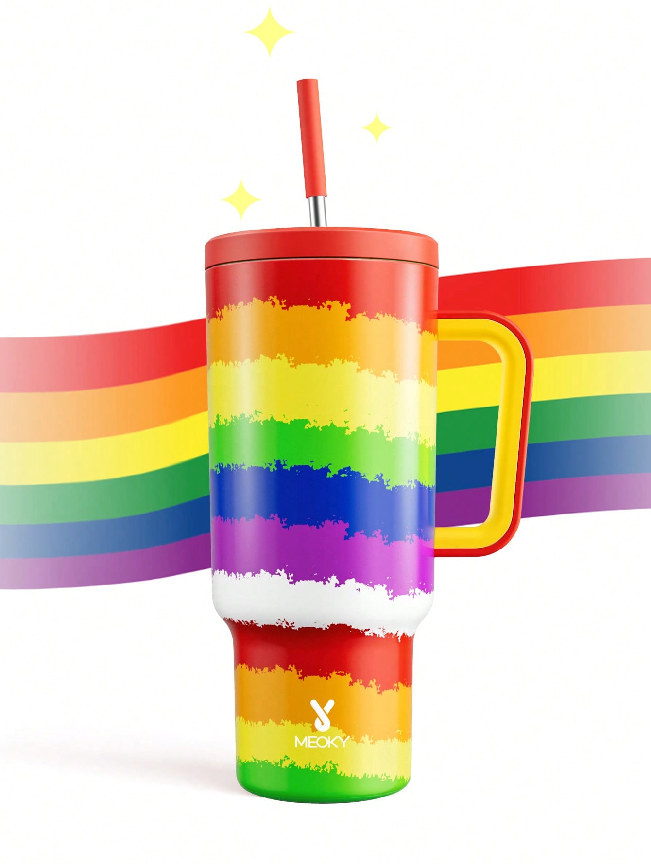 Rainbow Colorful Custom Stanley Cup 40 oz 30 oz Tumbler With Handle