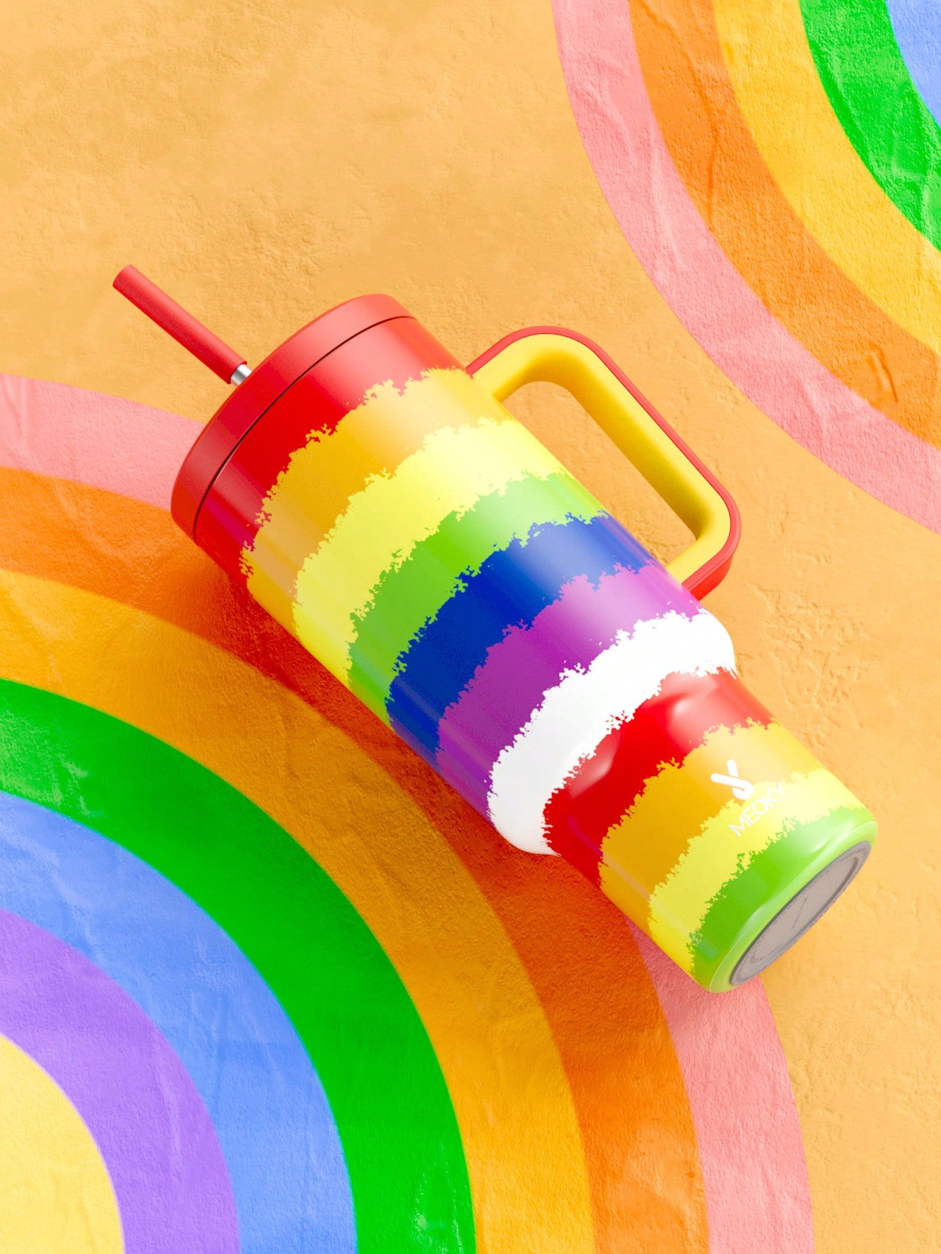 Rainbow Colorful Custom Stanley Cup 40 oz 30 oz Tumbler With Handle