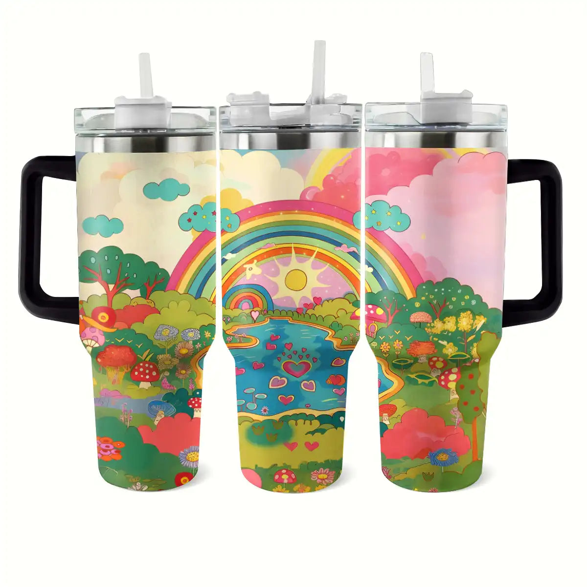 Rainbow Fantasy Custom Stanley Cup 40 oz 30 oz Tumbler With Handle
