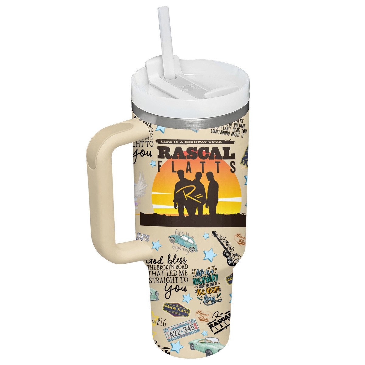 Rascal Flatts Music Custom Stanley Cup 40 oz 30 oz Tumbler With Handle