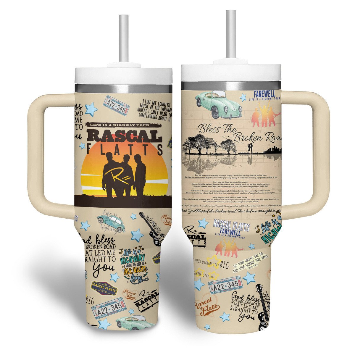 Rascal Flatts Music Custom Stanley Cup 40 oz 30 oz Tumbler With Handle