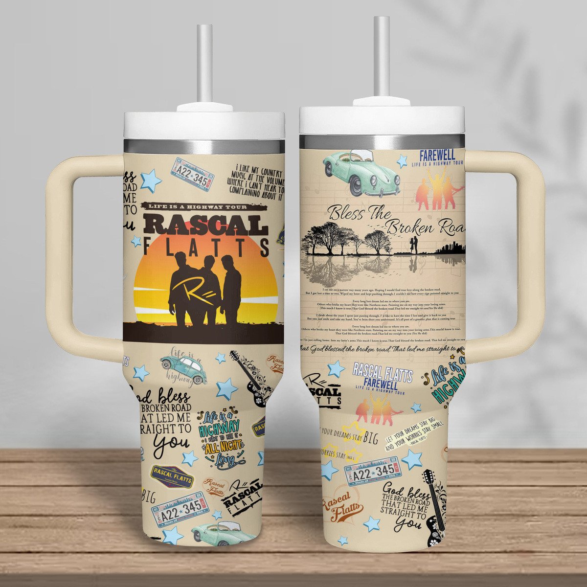 Rascal Flatts Music Custom Stanley Cup 40 oz 30 oz Tumbler With Handle
