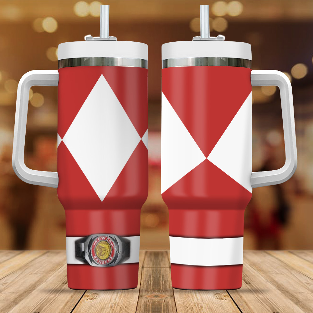Red MIGHTY MORPHIN Power Rangers Movies Custom Stanley Cup 40 oz 30 oz Tumbler With Handle