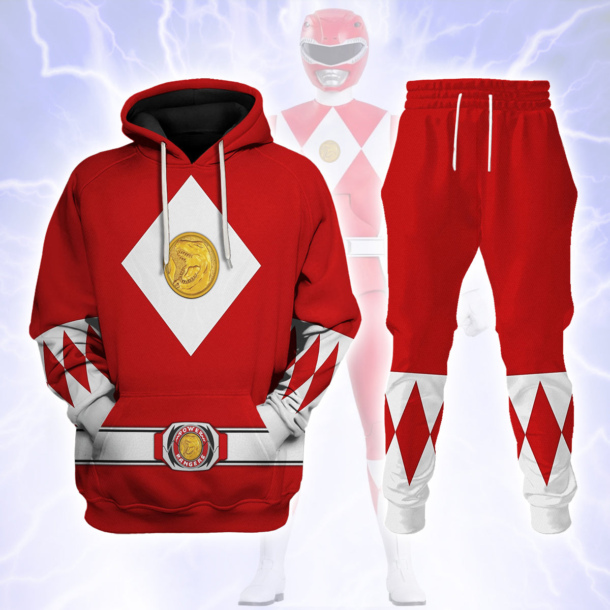 Red Ranger Mighty Morphin The Movie (1995) Hoodies Sweatshirt T-shirt Hawaiian - Stormmerch Exclusive