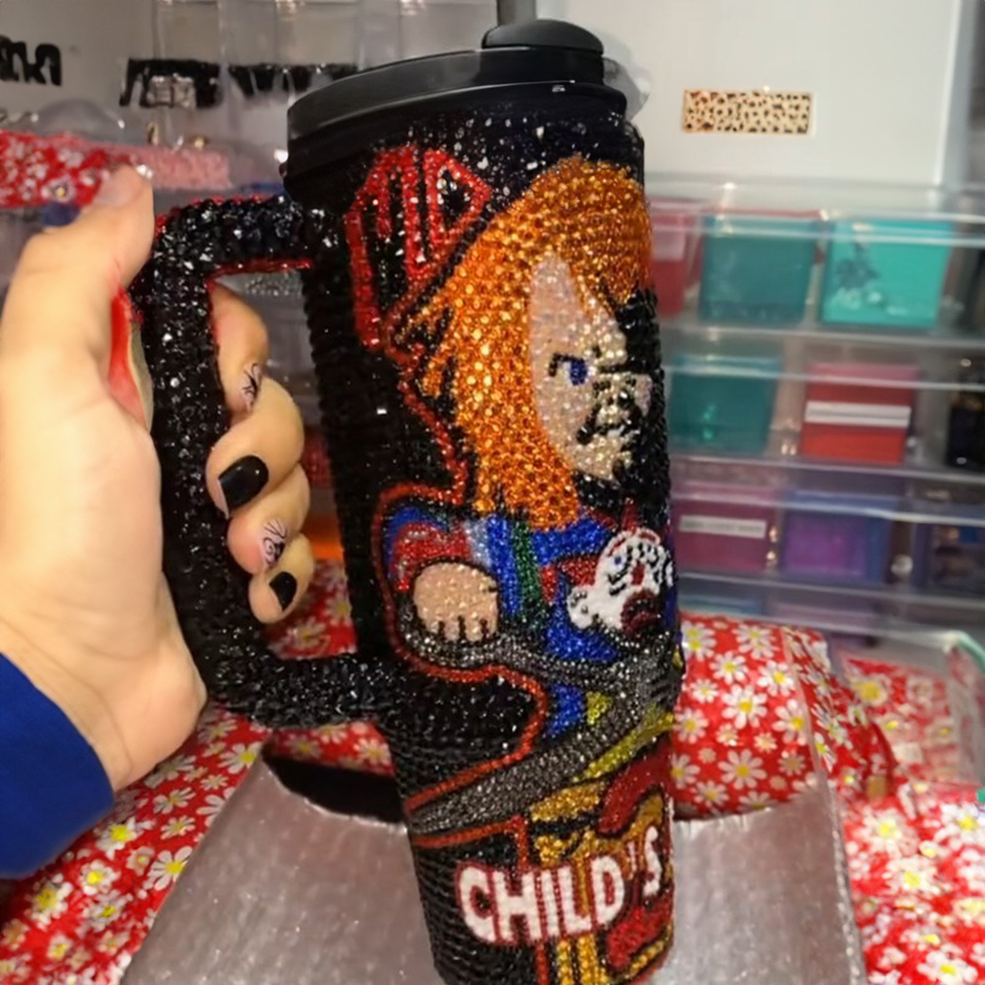 Rhinestone Bling Chucky Horror Movies Custom Stanley Cup 40 oz 30 oz Tumbler With Handle