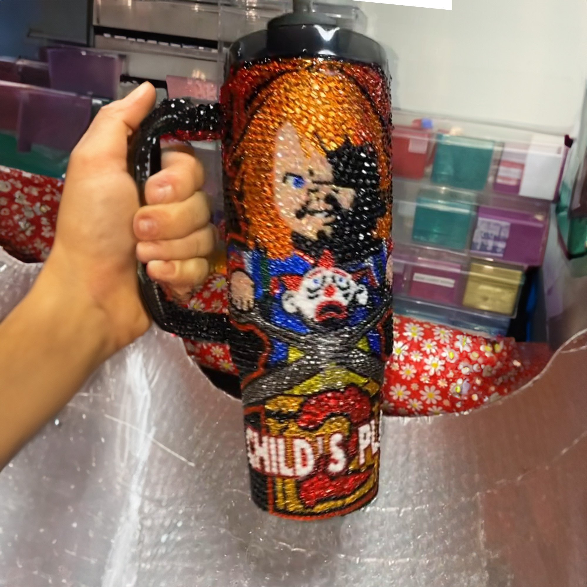 Rhinestone Bling Chucky Horror Movies Custom Stanley Cup 40 oz 30 oz Tumbler With Handle