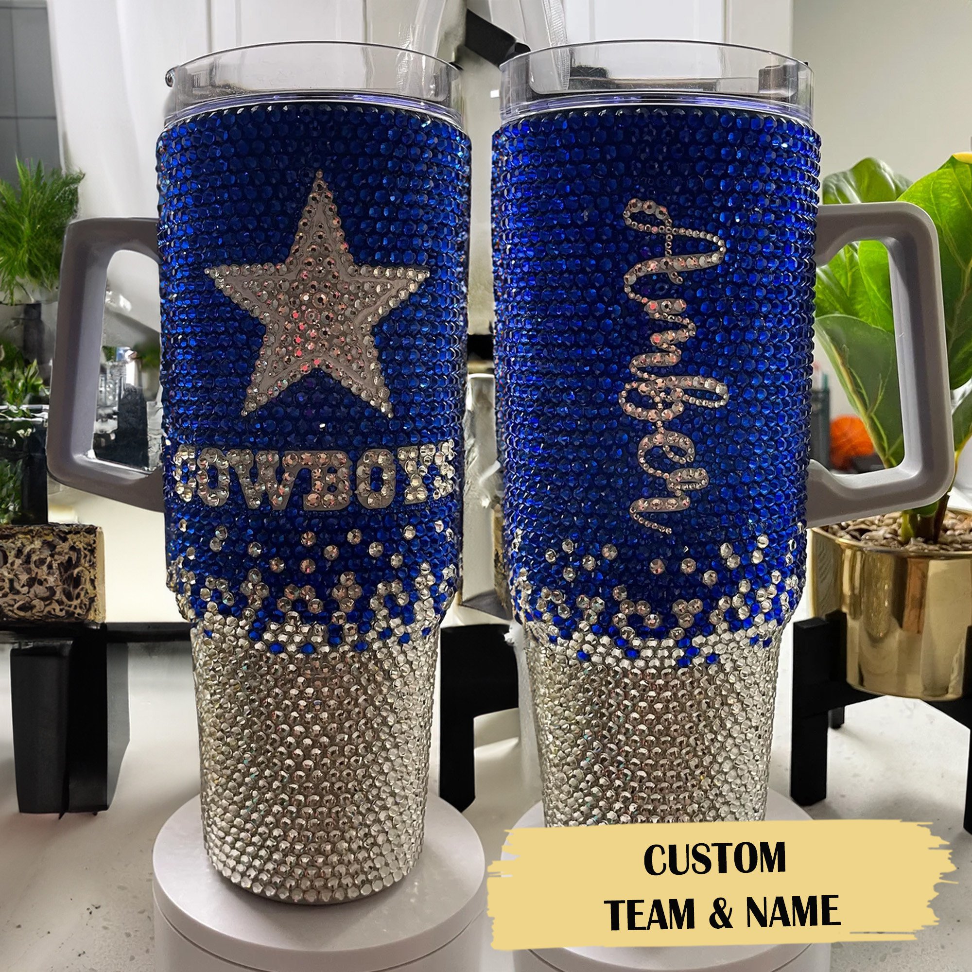 Rhinestone Bling Dallas Cowboys NFL Custom Stanley Cup 40 oz 30 oz Tumbler With Handle