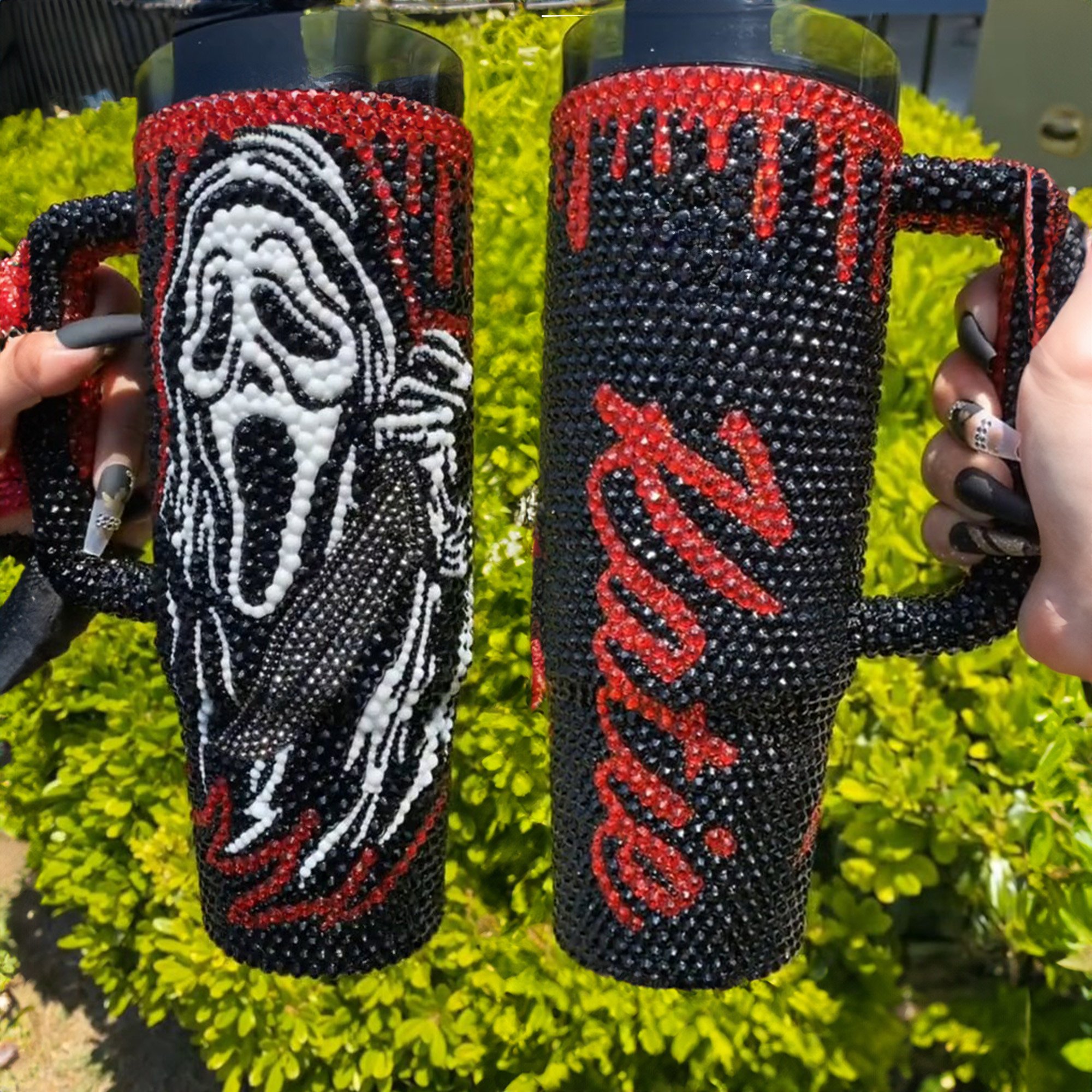 Rhinestone Bling Ghostface Horror Movies Custom Stanley Cup 40 oz 30 oz Tumbler With Handle