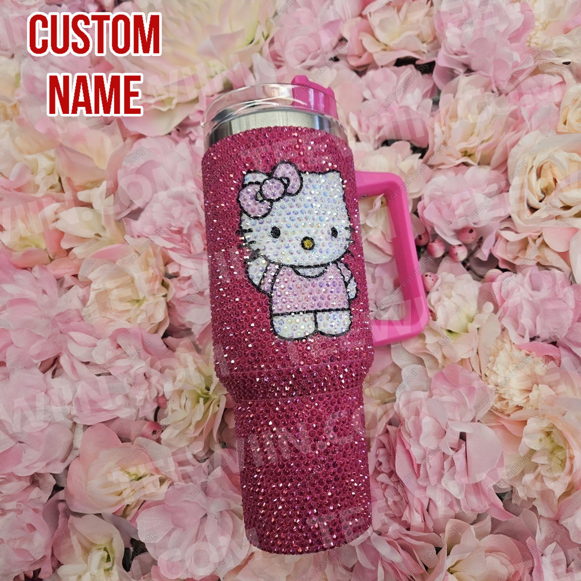 Rhinestone Bling Hello Kitty Cartoon Custom Stanley Cup 40 oz 30 oz Tumbler With Handle