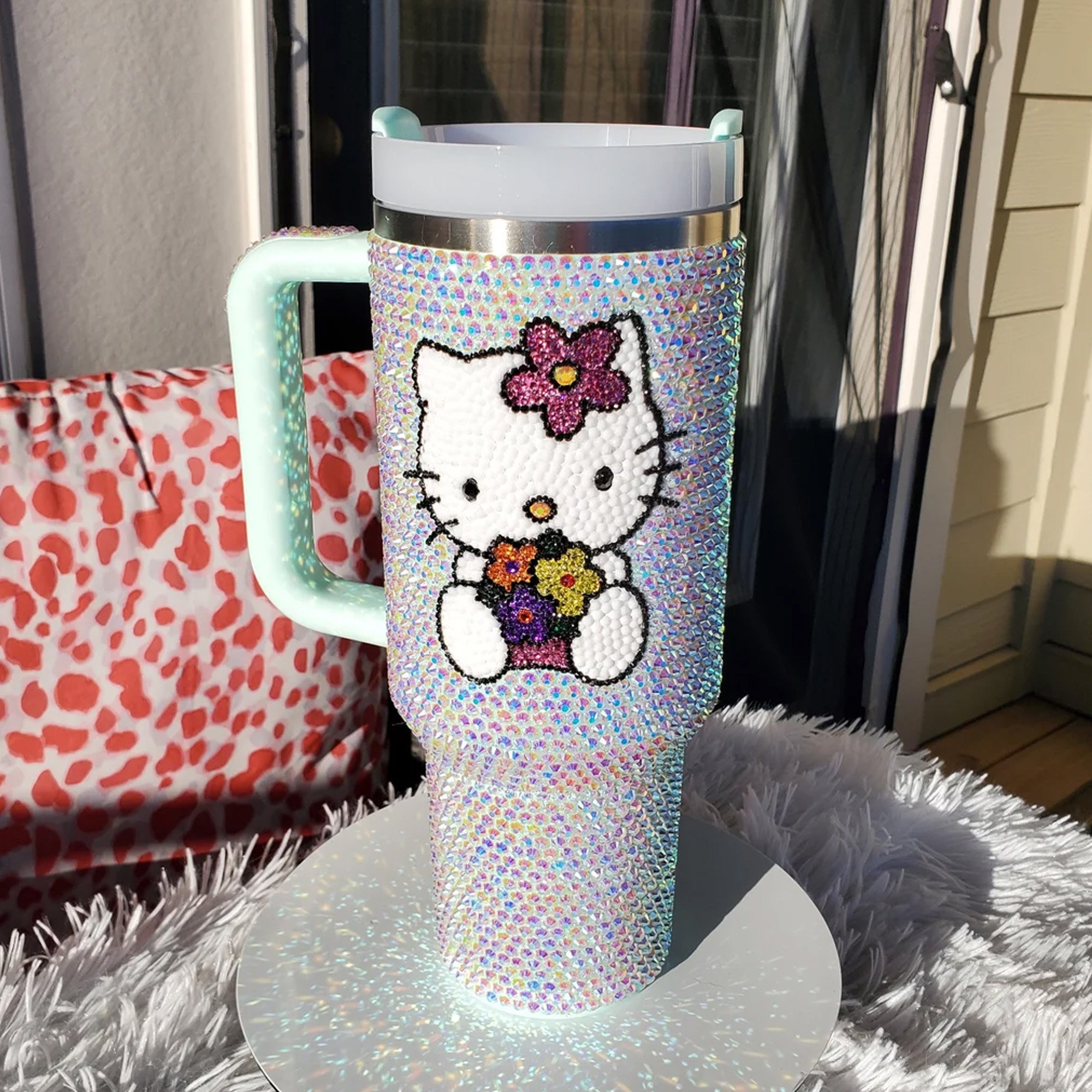 Rhinestone Bling Hello Kitty Cartoon Custom Stanley Cup 40 oz 30 oz Tumbler With Handle